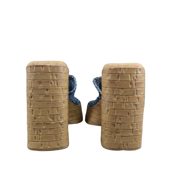 Soda Shoes Womens 8.5 Sandals Platform Block Heel Slide Woven 90s Y2k Going Out - Picture 5 of 13